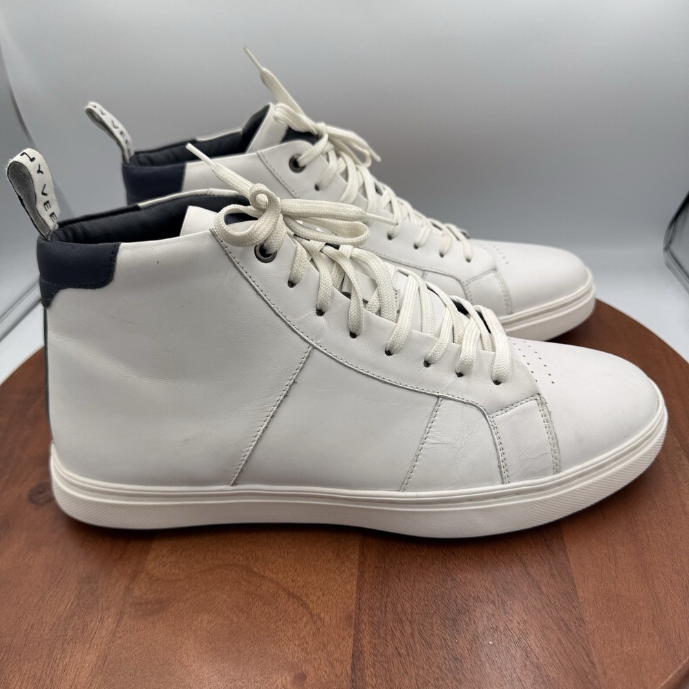 ANTHONY VEER Kips‎ Fashion High-Top Sneakers White Nappa Leather Men's Size 10.5
